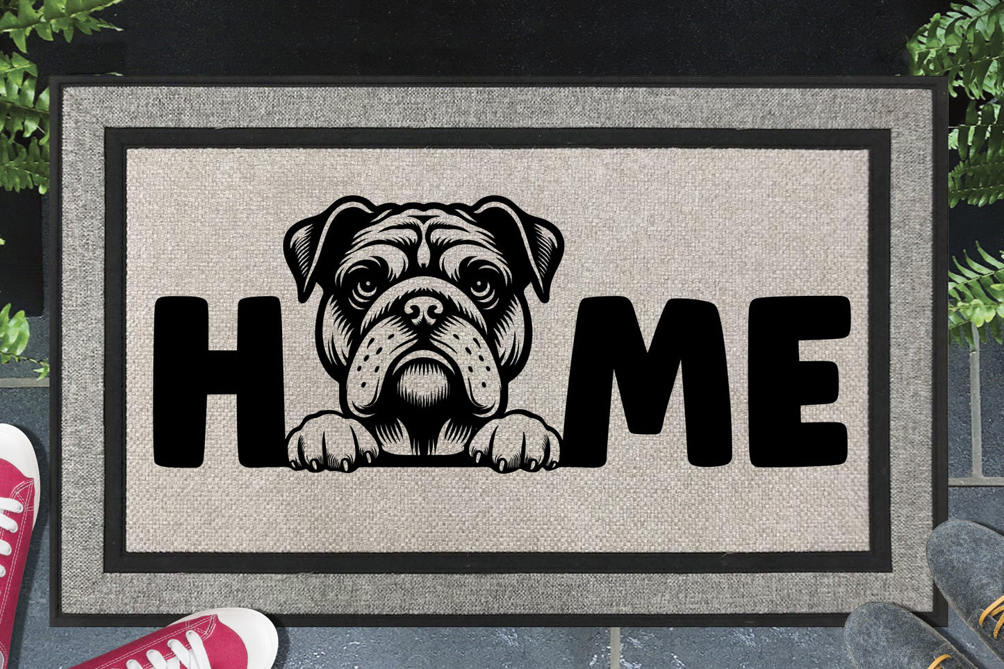 American Bulldog Home Doormat No.2 - All Weather - American Bulldog Welcome Mat - 18" x 30"